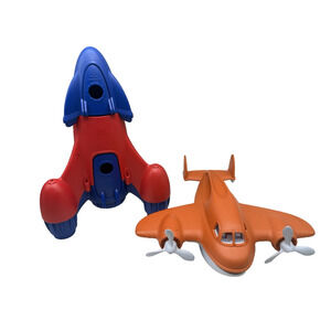 Green Toys FIRE PLANE & ROCKET SHIP Pretend Play, Motor Skills, Kids Bath Toy...